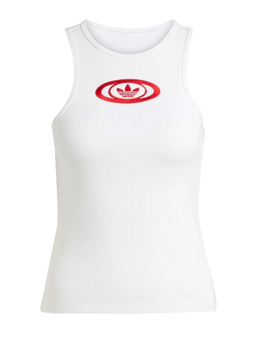 adidas Originals XL Campus 2000 Slim Fit Round Neck Ribbed White Tank KA2689